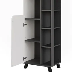 Colonne De Salle De Bains|Vicco Armoire haute Anthracite/blanc 50x175cm avec 2 portes