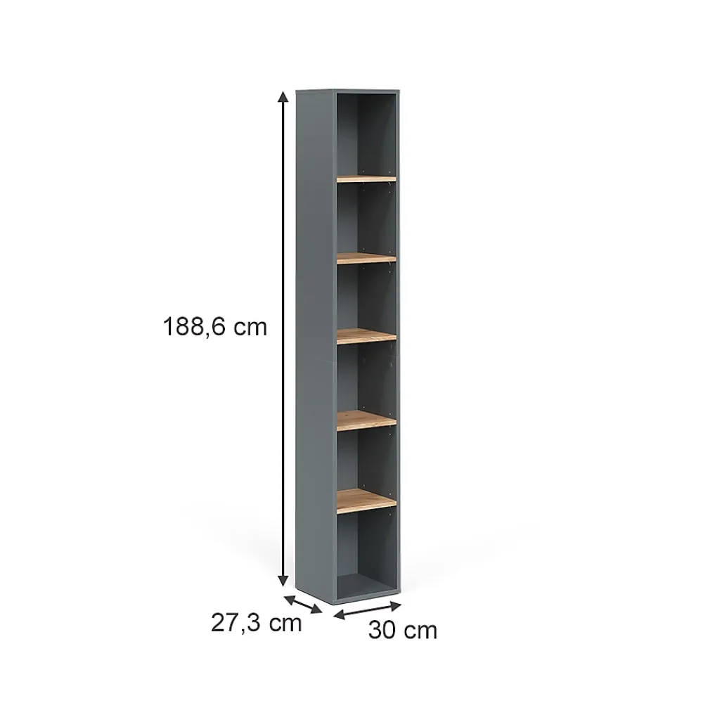 Colonne De Salle De Bains|Vicco Armoire haute Anthracite/chêne doré 30x188.6cm