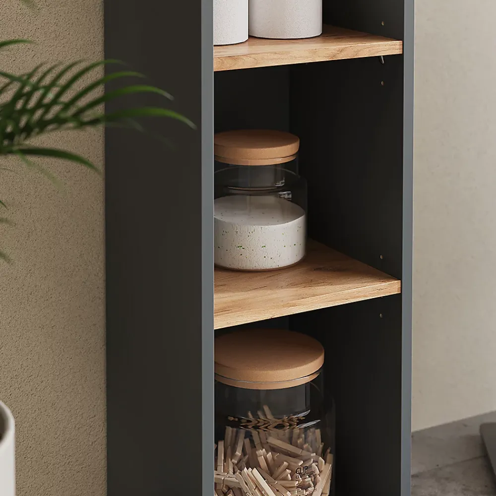 Colonne De Salle De Bains|Vicco Armoire haute Anthracite/chêne doré 30x188.6cm
