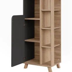 Colonne De Salle De Bains|Vicco Armoire haute Sonoma/Anthracite 50x175cm avec 2 portes