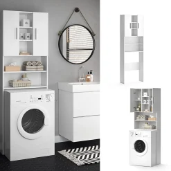 Meuble Wc|Vicco Armoire machine à laver Blanc 64x190cm
