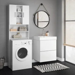 Meuble Wc|Vicco Armoire machine à laver Blanc 64x190cm