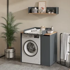 Meuble Wc|Vicco Armoire machine à laver Anthracite/chêne doré 93.6x88.2cm 2 pièces avec plan à langer