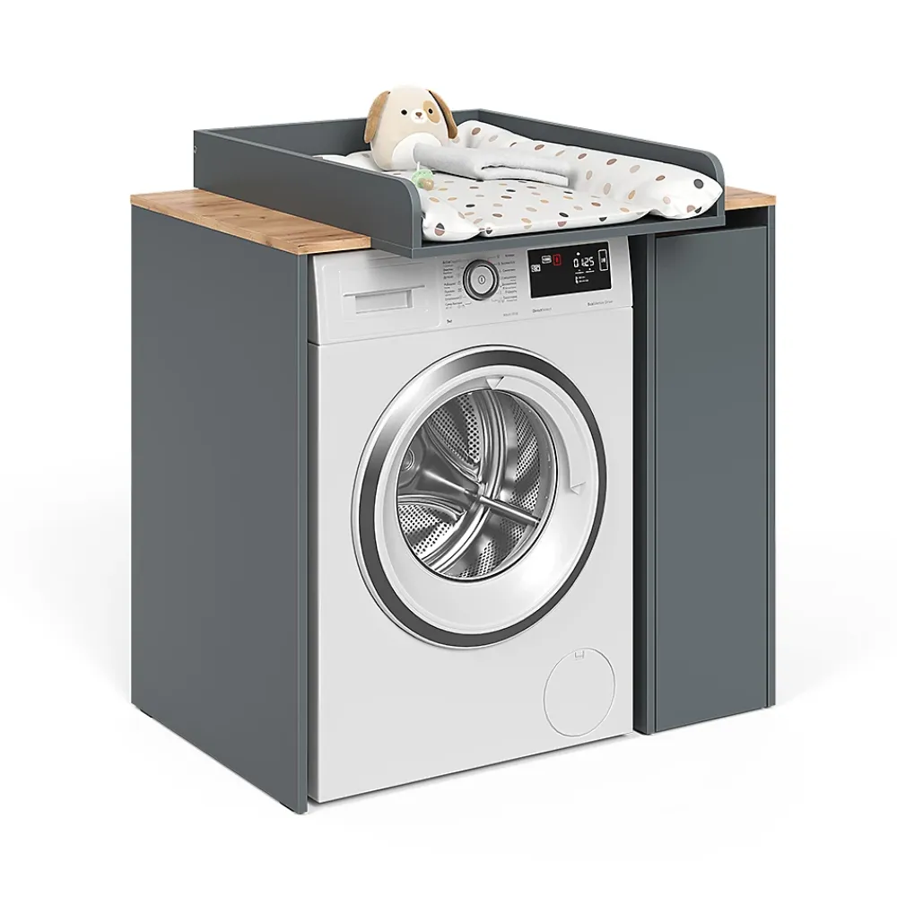 Meuble Wc|Vicco Armoire machine à laver Anthracite/chêne doré 93.6x88.2cm 2 pièces avec plan à langer