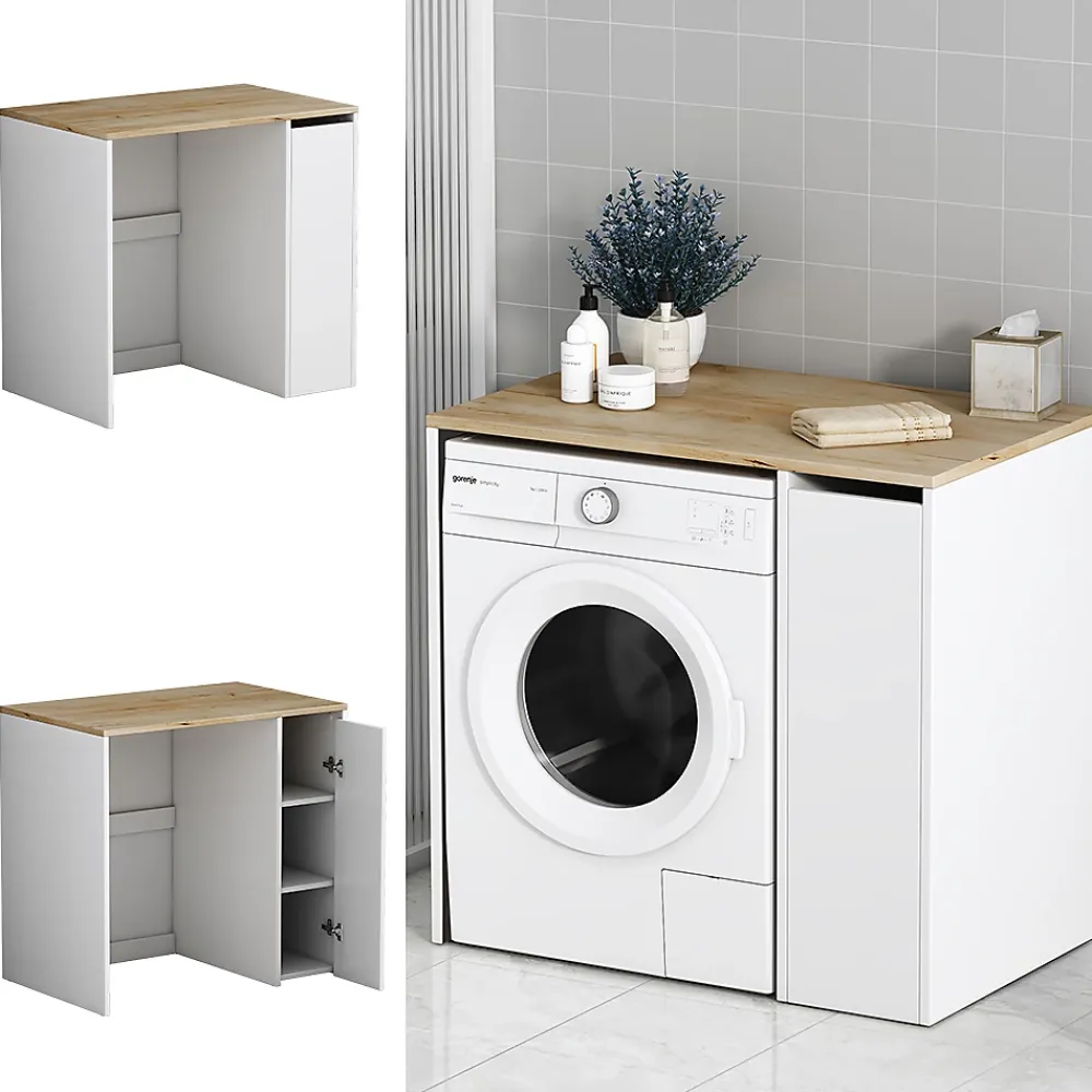 Vicco Armoire machine à laver Blanc 93.5x88.5cm avec 3 compartiments