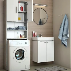 Meuble Wc|Vicco Armoire machine à laver Béton 64x190cm