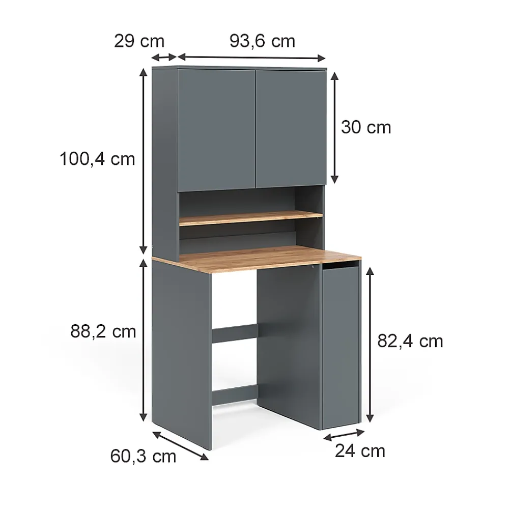 Vicco Armoire machine à laver Anthracite/chêne doré 93.6x88.2cm 2 pièces avec étagère
