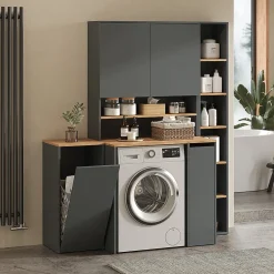 Vicco Armoire machine à laver Anthracite/chêne doré 93.6x88.2cm 2 pièces avec étagère