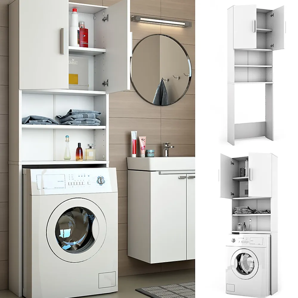 Meuble Wc|Vicco Armoire machine à laver Blanc 64x190cm