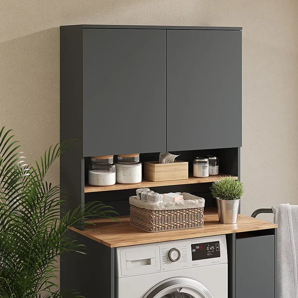 Meuble Wc|Vicco Armoire machine à laver Anthracite/chêne doré 93.6x100.4cm