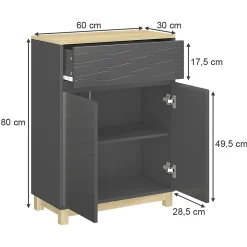 Vicco Armoire Midisch Anthracite 60x80cm avec tiroir