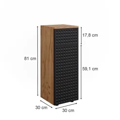 Vicco Armoire midisch Anthracite à pois 30x81cm avec 1 tiroir, 2 compartiments, salle de bain