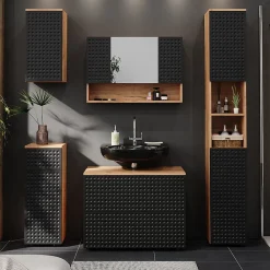 Vicco Armoire midisch Anthracite à pois 30x81cm avec 1 tiroir, 2 compartiments, salle de bain