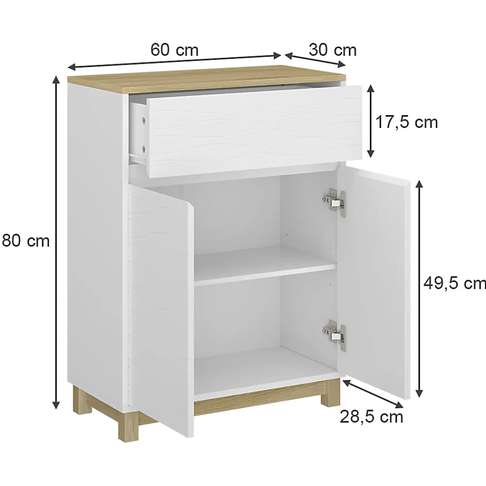 Vicco Armoire Midisch Blanc 60x80cm avec tiroir