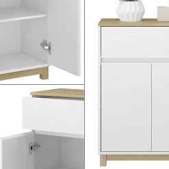 Vicco Armoire Midisch Blanc 60x80cm avec tiroir