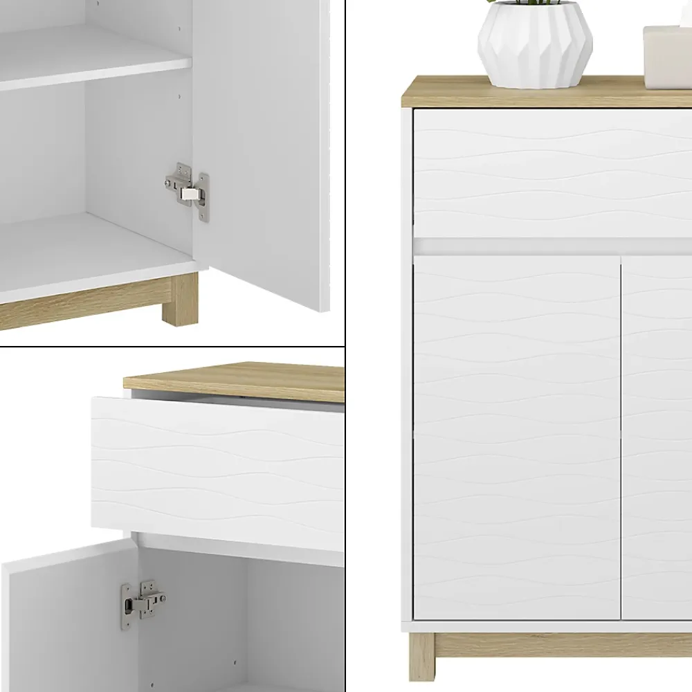 Vicco Armoire Midisch Blanc 60x80cm avec tiroir