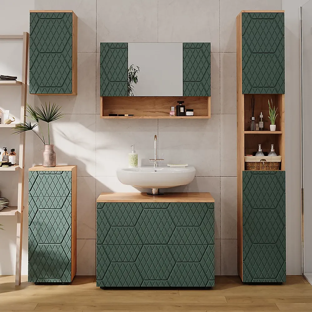 Vicco Armoire midisch Vert/force de lor Chêne 30x81cm avec 1 tiroir, 2 compartiments, salle de bain