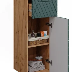 Vicco Armoire midisch Vert/force de lor Chêne 30x81cm avec 1 tiroir, 2 compartiments, salle de bain