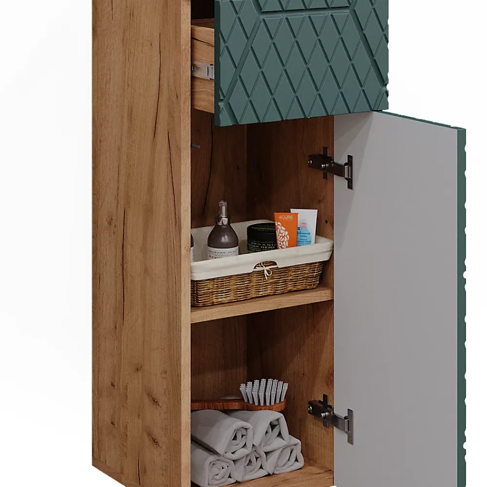 Vicco Armoire midisch Vert/force de lor Chêne 30x81cm avec 1 tiroir, 2 compartiments, salle de bain