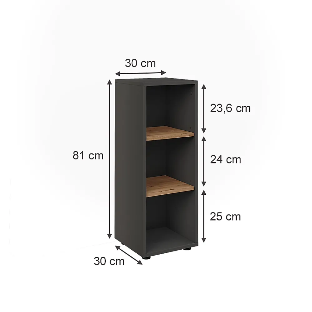 Vicco Armoire Midischrank Anthracite/Artisan 30x81cm avec 3 compartiments de rangement