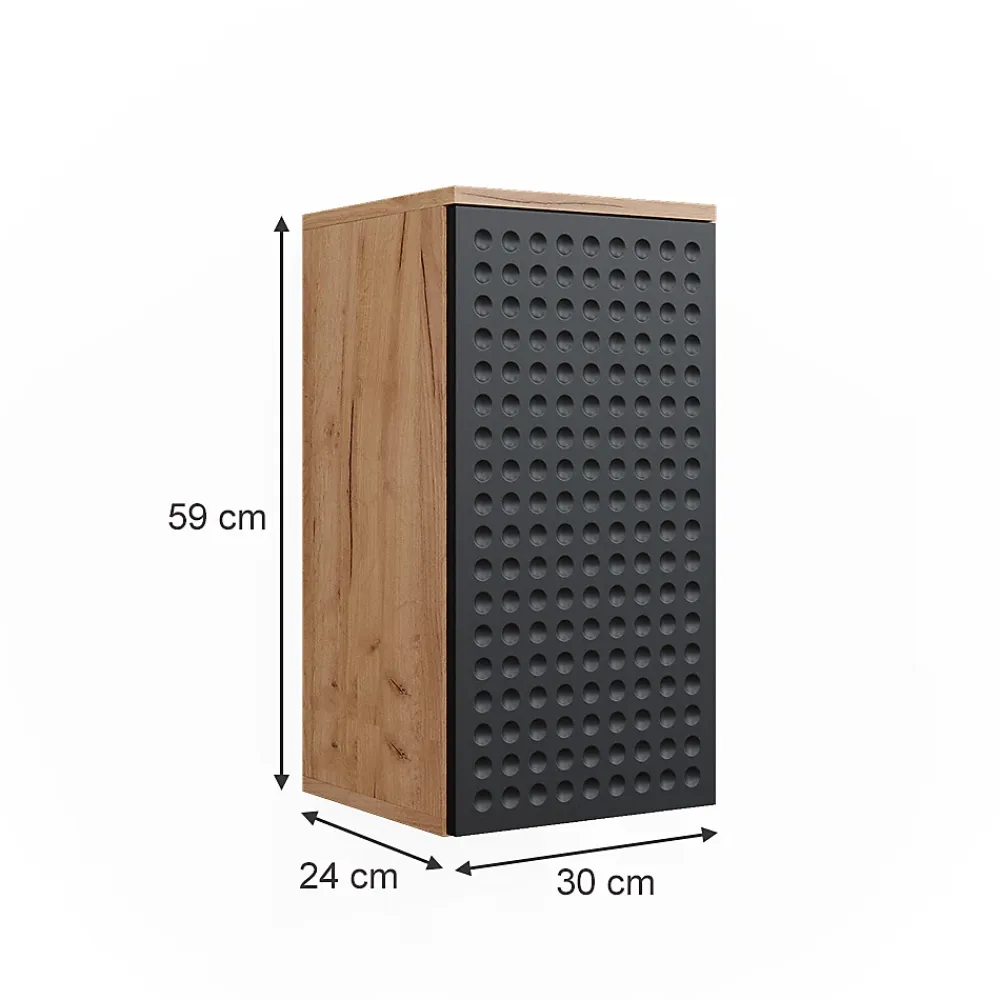 Vicco Armoire murale Anthracite à pois 30x59cm 2 compartiments, salle de bain