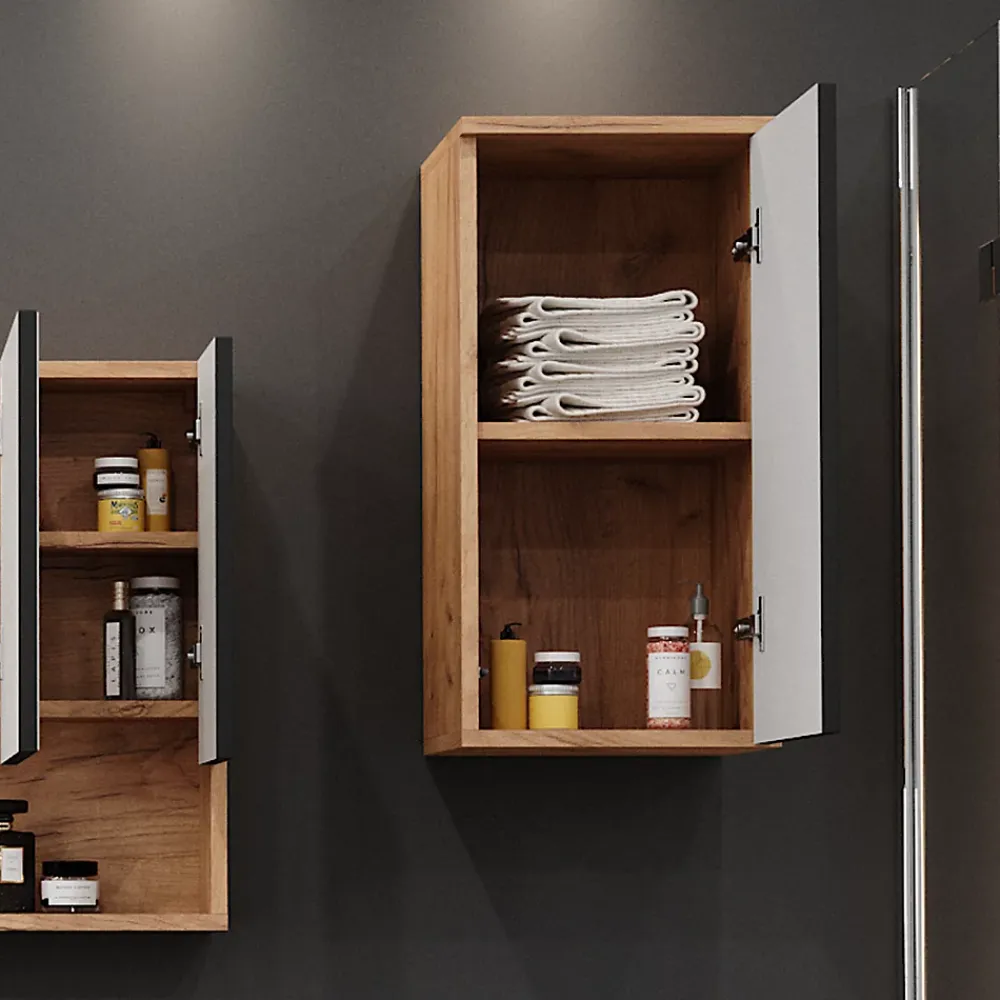 Vicco Armoire murale Anthracite à pois 30x59cm 2 compartiments, salle de bain