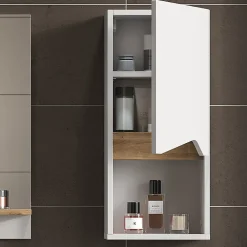 Vicco Armoire murale Blanc 30x67cm avec porte et compartiment ouvert