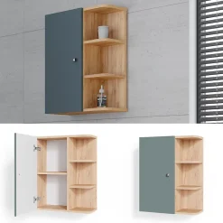 Armoire De Salle De Bains|Vicco Armoire murale de salle de bain Vert 47.2x59.2cm