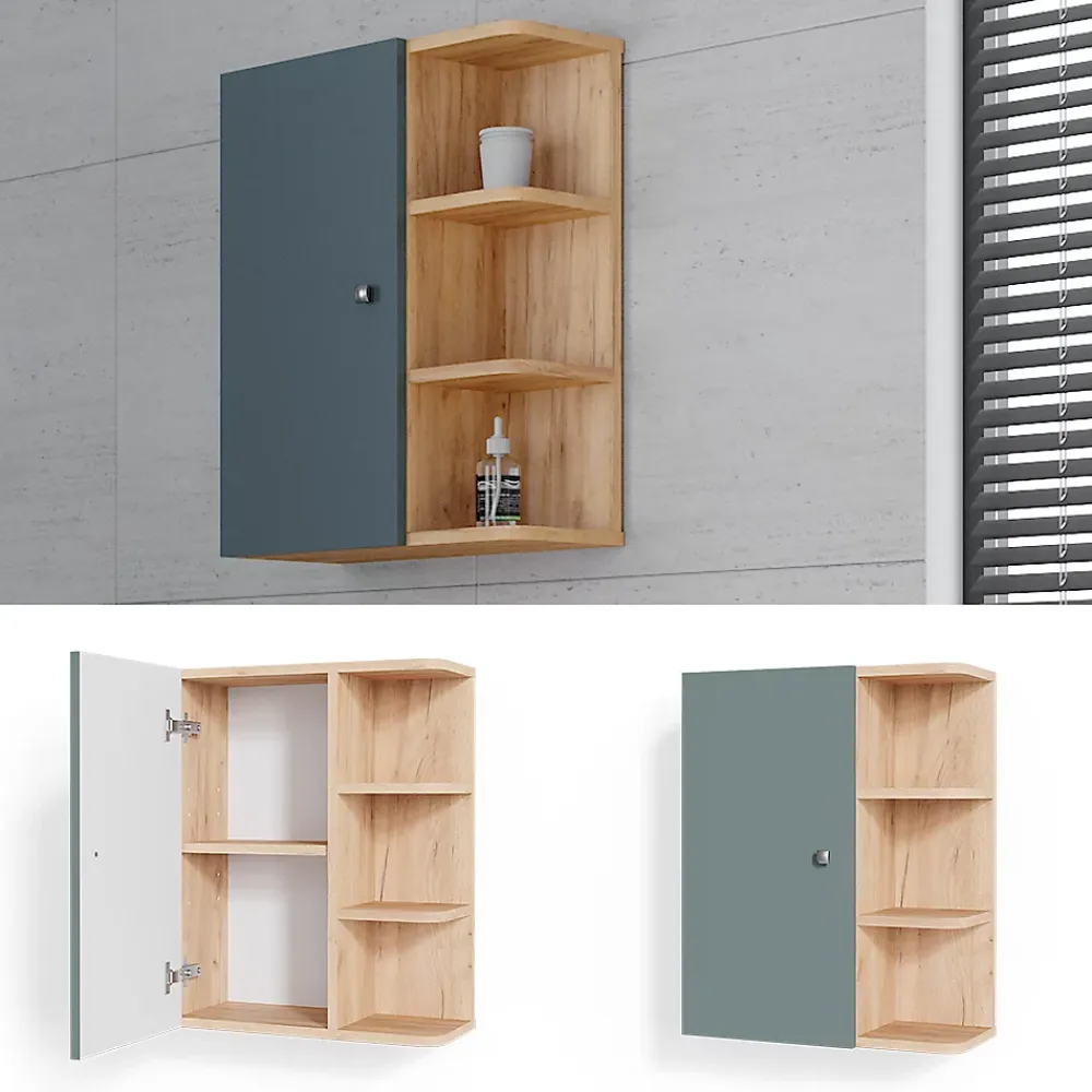Armoire De Salle De Bains|Vicco Armoire murale de salle de bain Vert 47.2x59.2cm