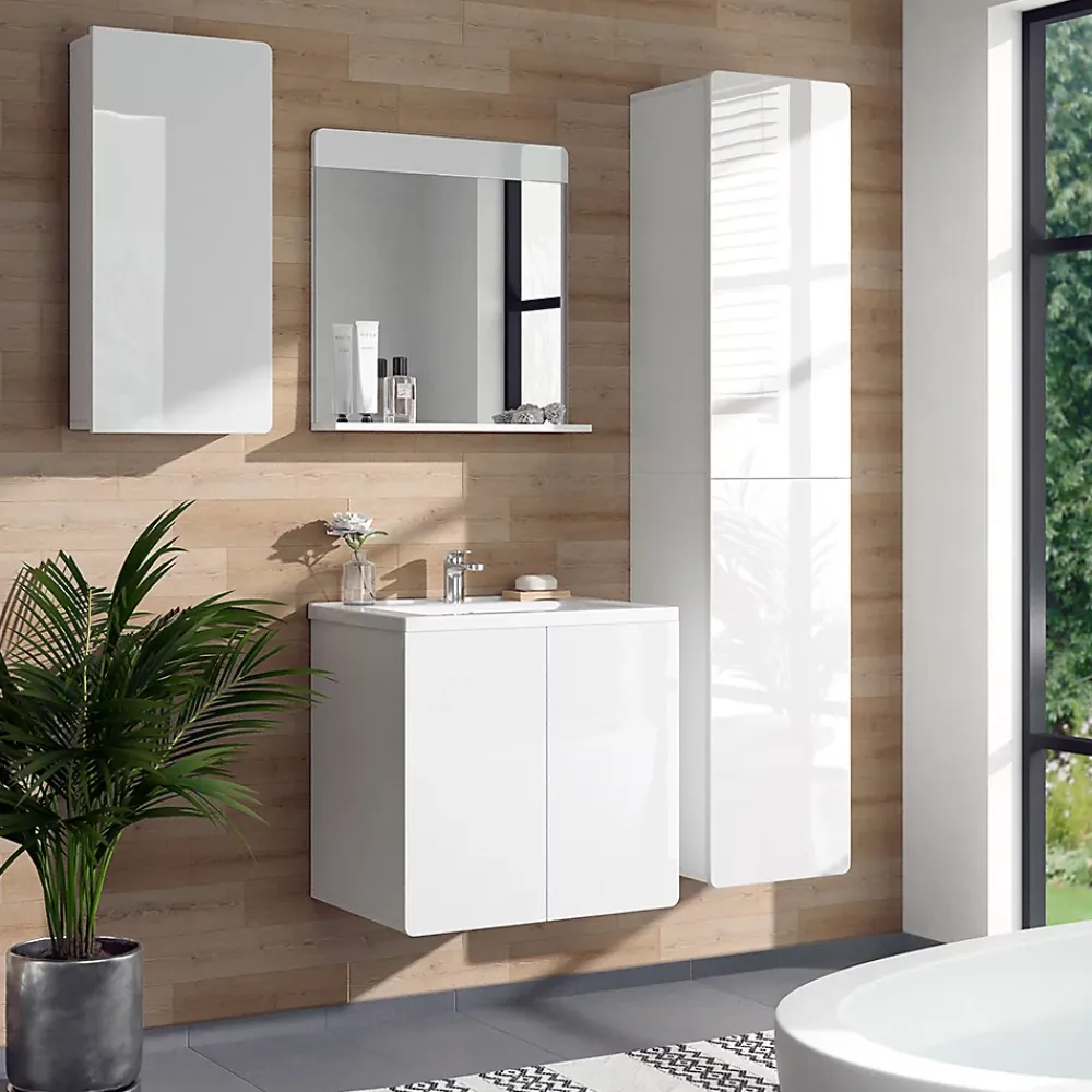 Armoire De Salle De Bains|Vicco Armoire murale de salle de bain Blanc 36.6x76.6cm