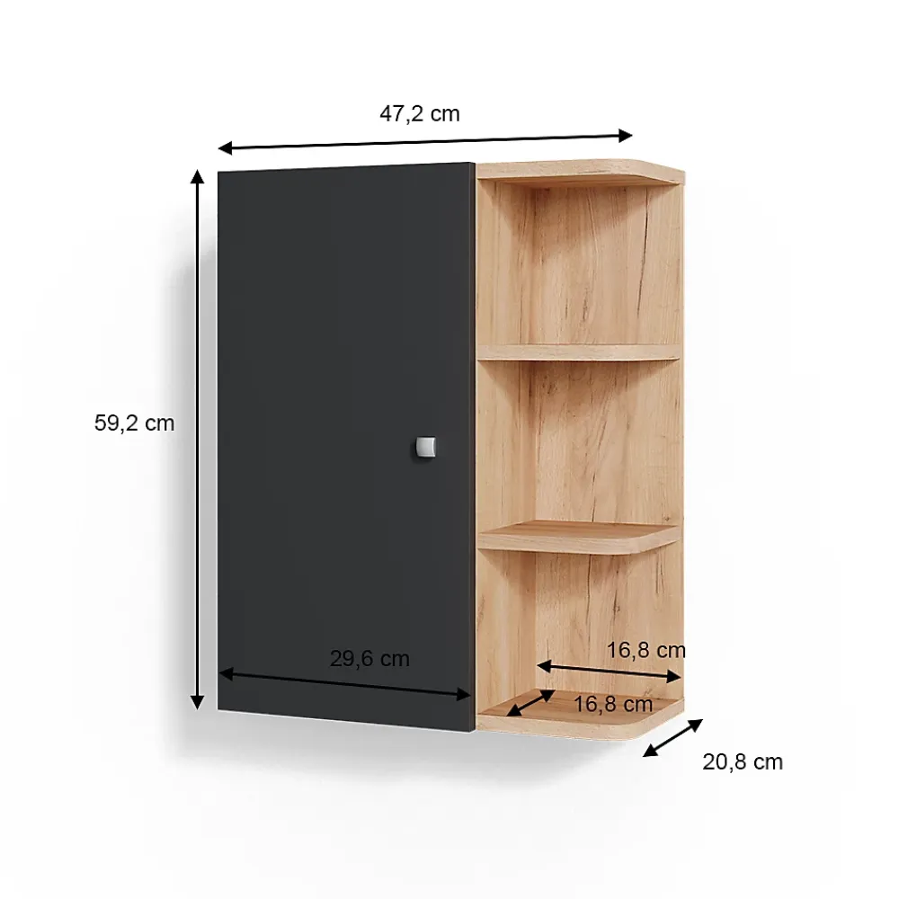 Vicco Armoire murale de salle de bain Anthracite 47.2x59.2cm