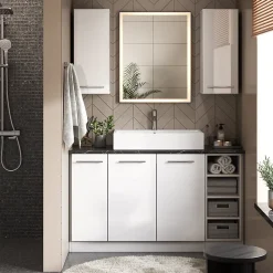 Vicco Armoire murale de salle de bain Rouge bordeaux Haute brillance 40x72cm