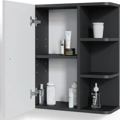 Armoire De Salle De Bains|Vicco Armoire murale de salle de bain Blanc Haute brillance 47.2x59.2cm