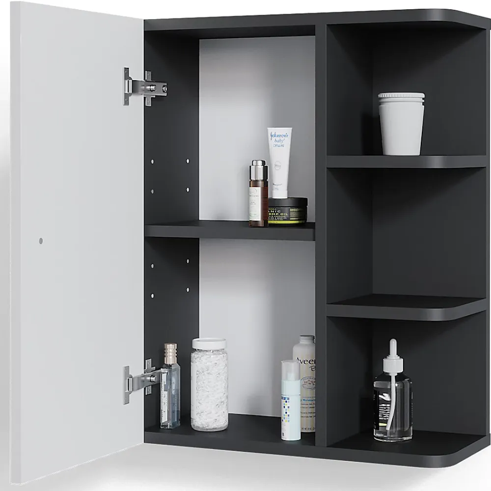 Armoire De Salle De Bains|Vicco Armoire murale de salle de bain Blanc Haute brillance 47.2x59.2cm