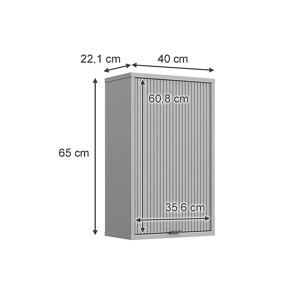 Armoire De Salle De Bains|Vicco Armoire murale Gris 40x65cm avec 2 étagères