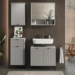 Armoire De Salle De Bains|Vicco Armoire murale Gris 40x65cm avec 2 étagères