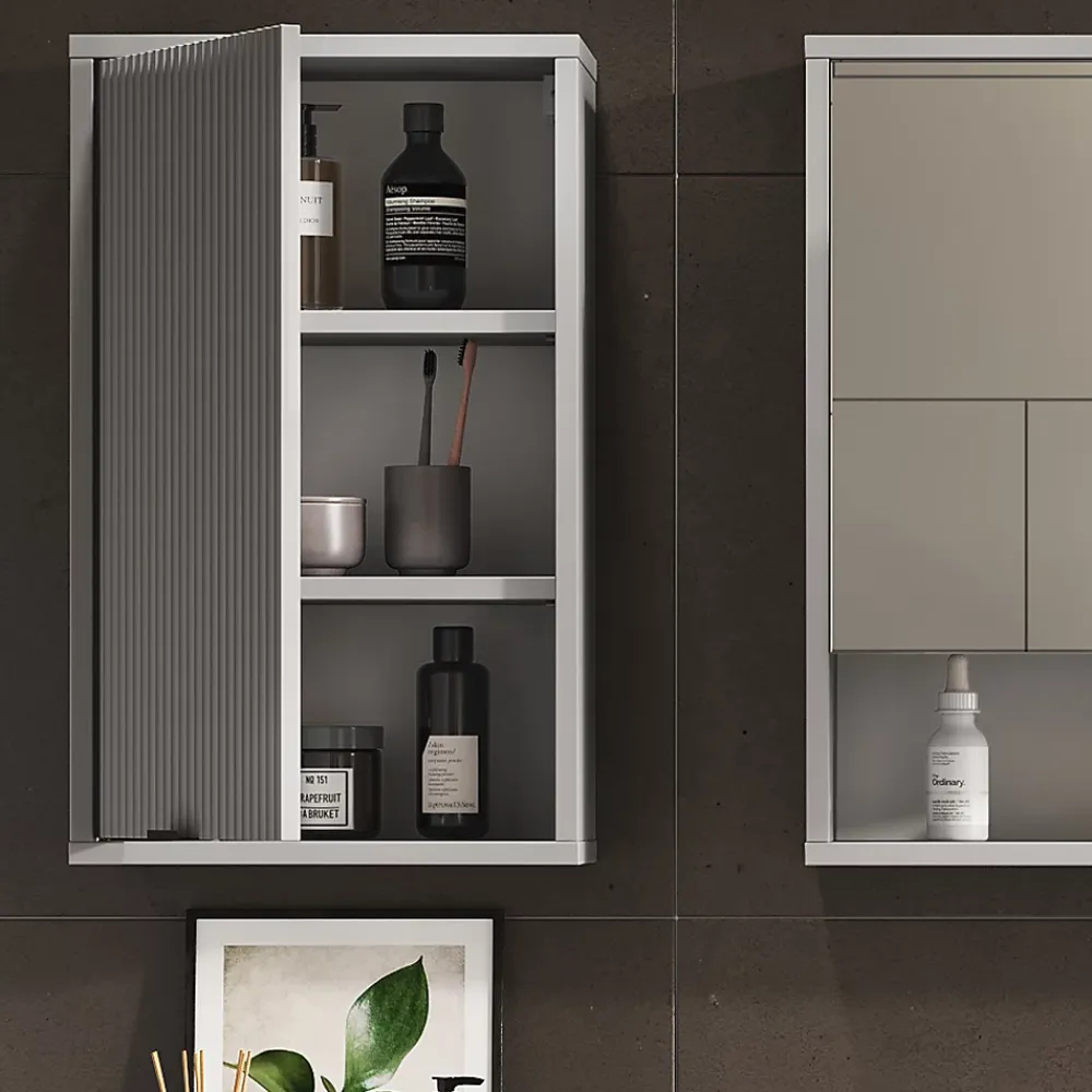 Armoire De Salle De Bains|Vicco Armoire murale Gris 40x65cm avec 2 étagères