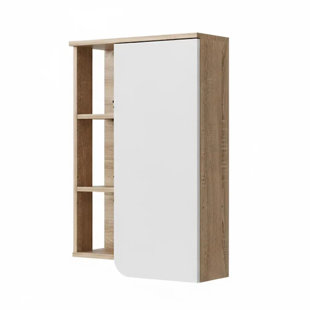 Vicco Armoire murale Sonoma/blanc 50x75cm avec porte et compartiments ouverts