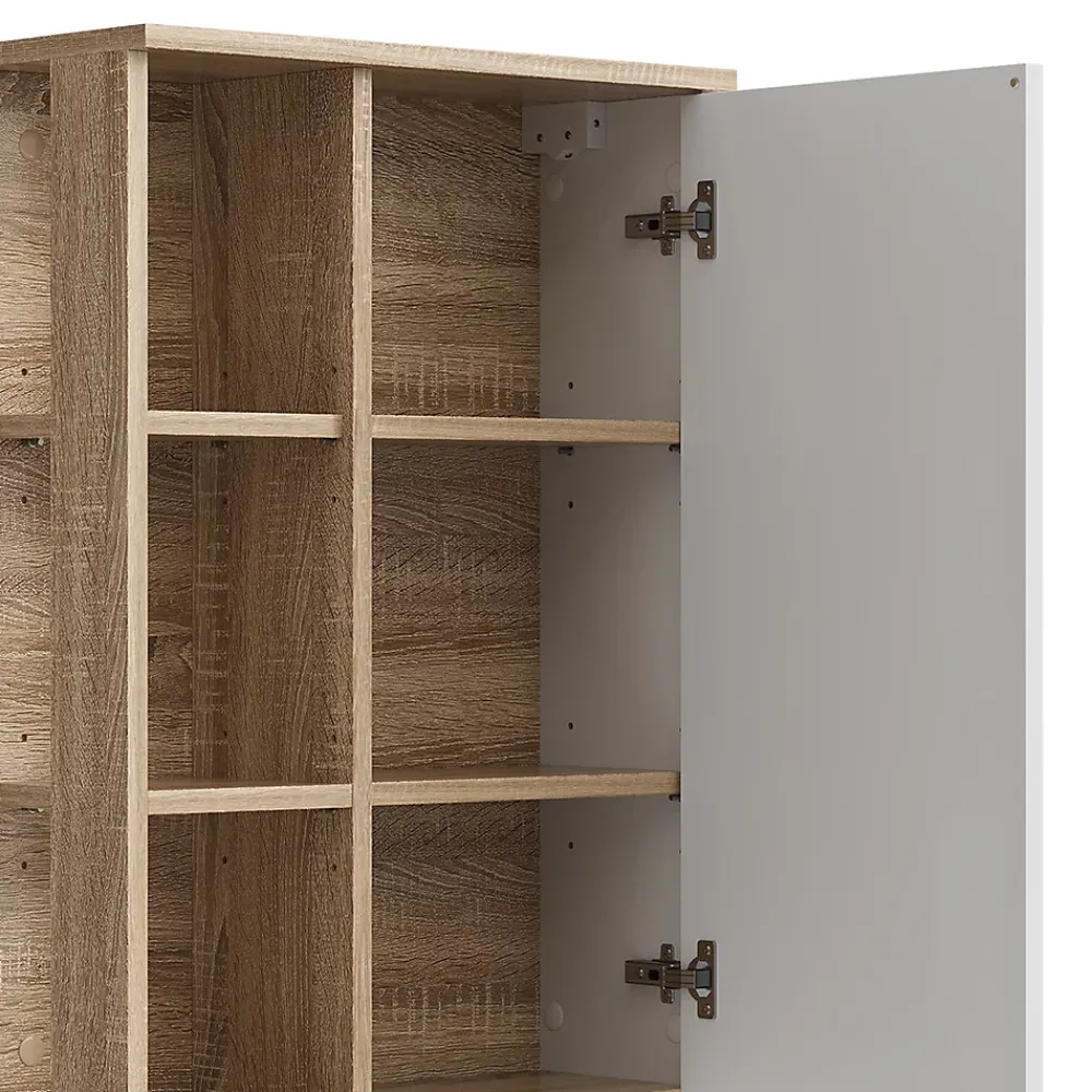 Vicco Armoire murale Sonoma/blanc 50x75cm avec porte et compartiments ouverts