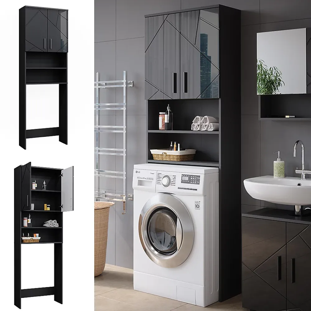 Vicco Armoire pour machine à laver Anthracite Haute brillance 64x190.5cm