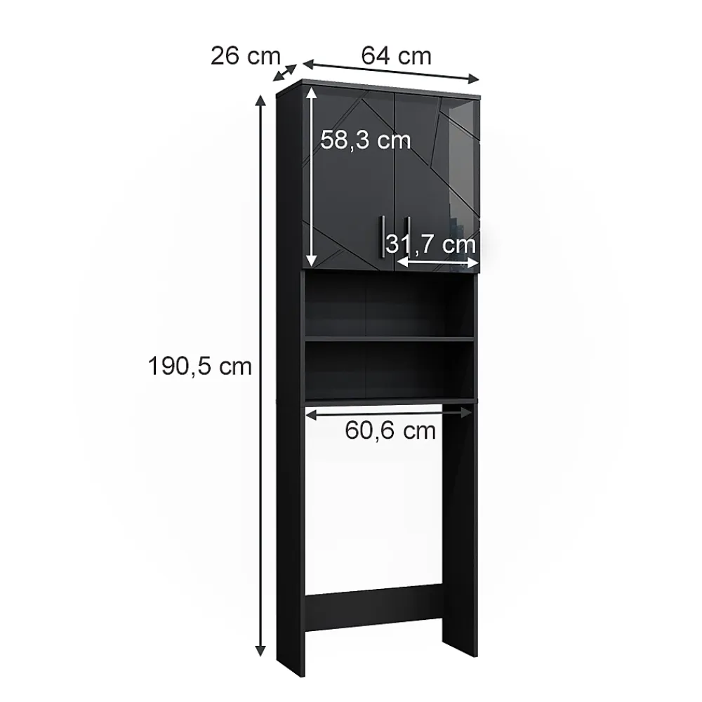 Vicco Armoire pour machine à laver Anthracite Haute brillance 64x190.5cm