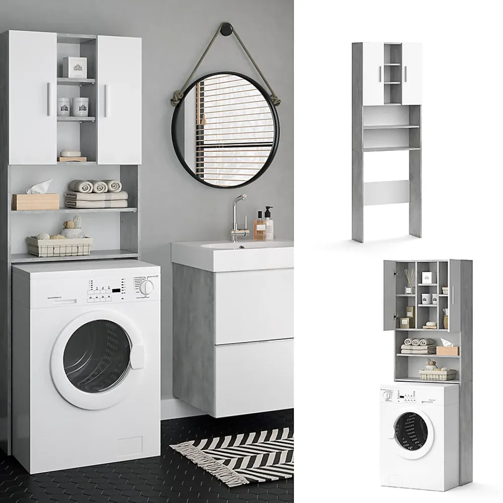 Vicco Armoire pour machine à laver Béton 64x190cm