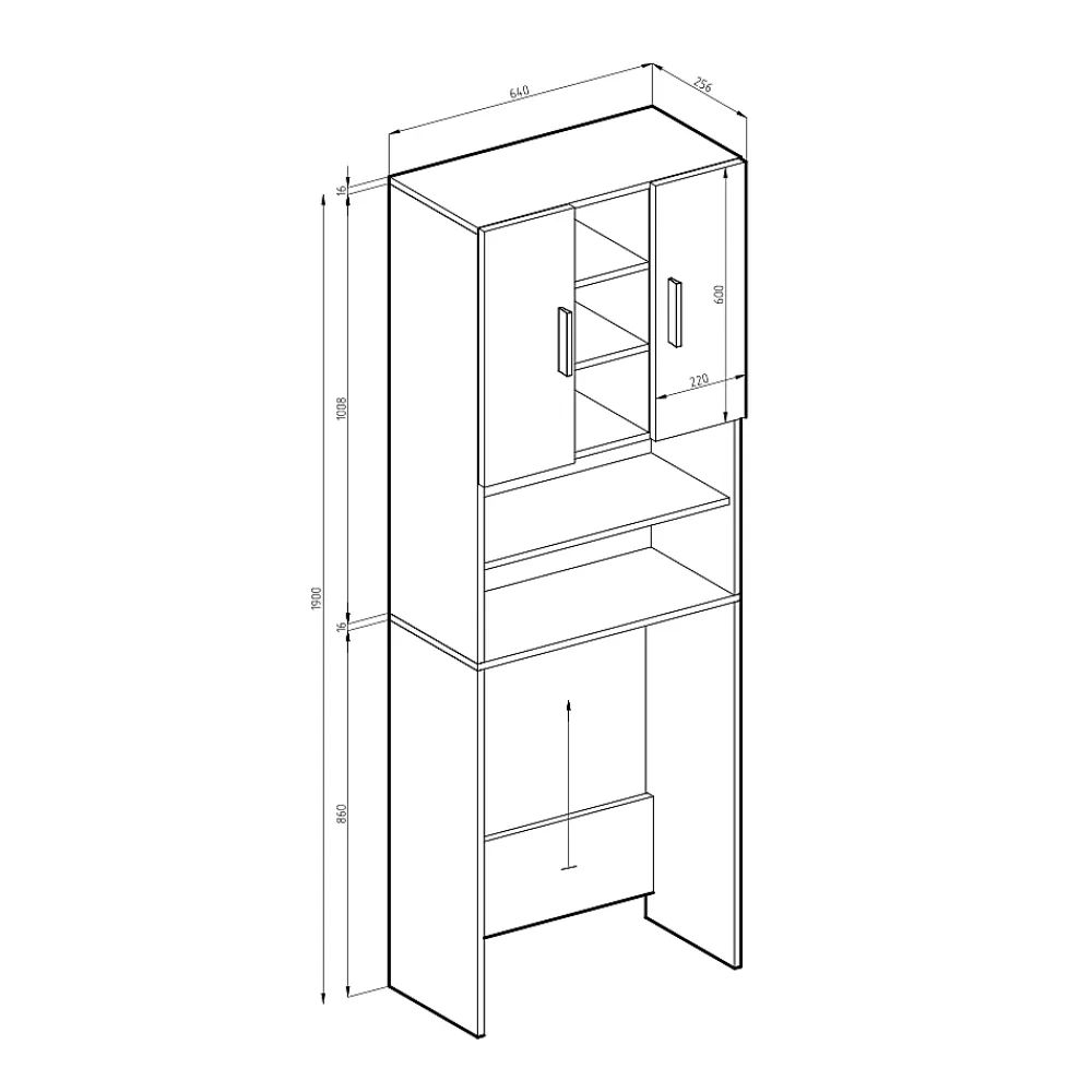 Vicco Armoire pour machine à laver Béton 64x190cm