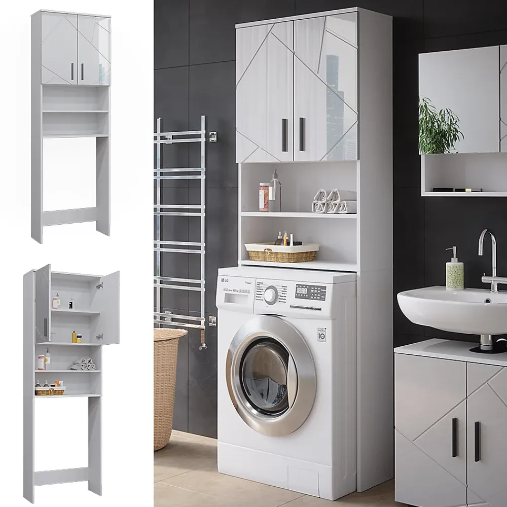 Vicco Armoire pour machine à laver Blanc Haute brillance 64x190.5cm