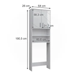 Vicco Armoire pour machine à laver Blanc Haute brillance 64x190.5cm
