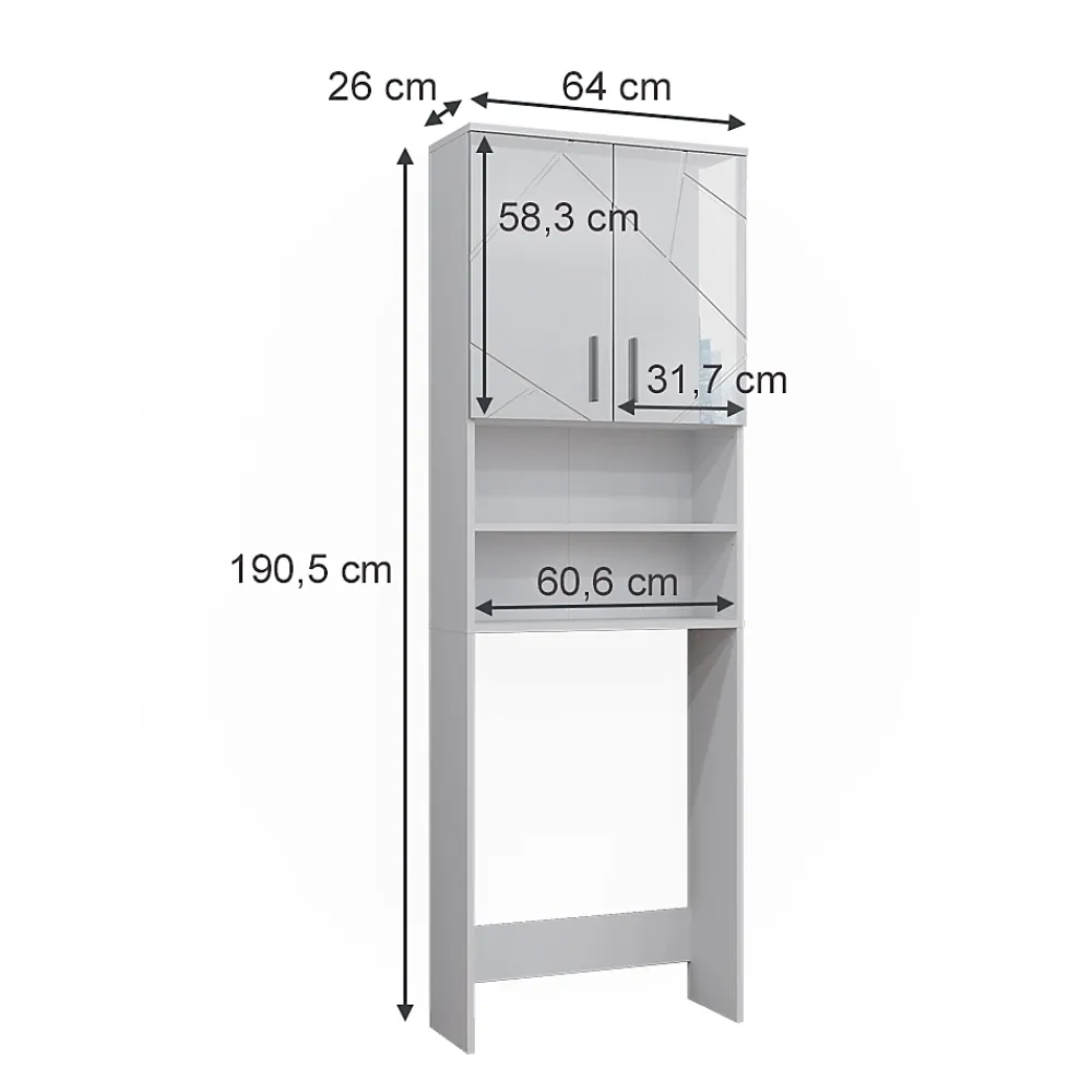 Vicco Armoire pour machine à laver Blanc Haute brillance 64x190.5cm