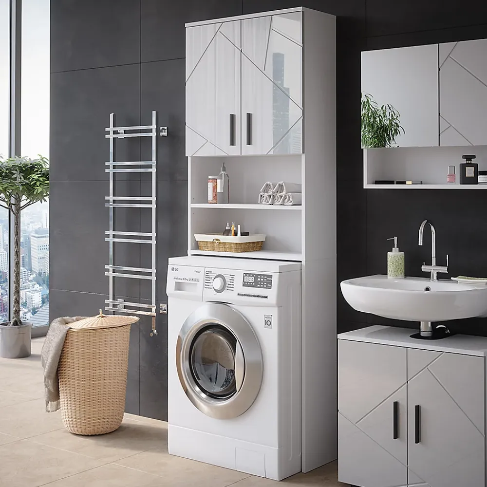 Vicco Armoire pour machine à laver Blanc Haute brillance 64x190.5cm