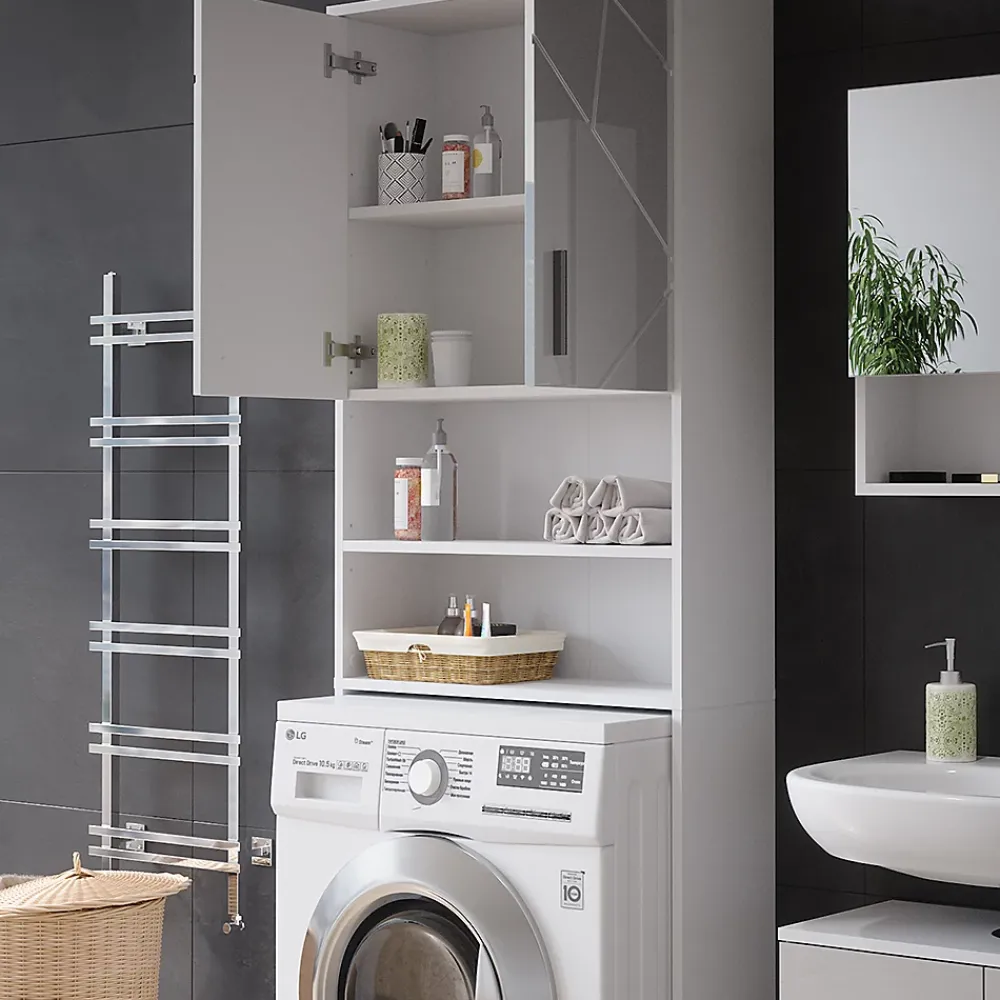 Vicco Armoire pour machine à laver Blanc Haute brillance 64x190.5cm