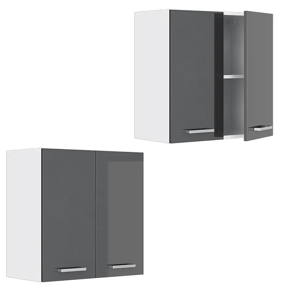 Vicco Armoire suspendue universelle Anthracite Haute brillance 60x60cm avec portes