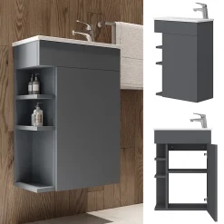Lave-Mains|Vicco Ensemble de meubles de salle de bain Anthracite 2 parties, avec lavabo